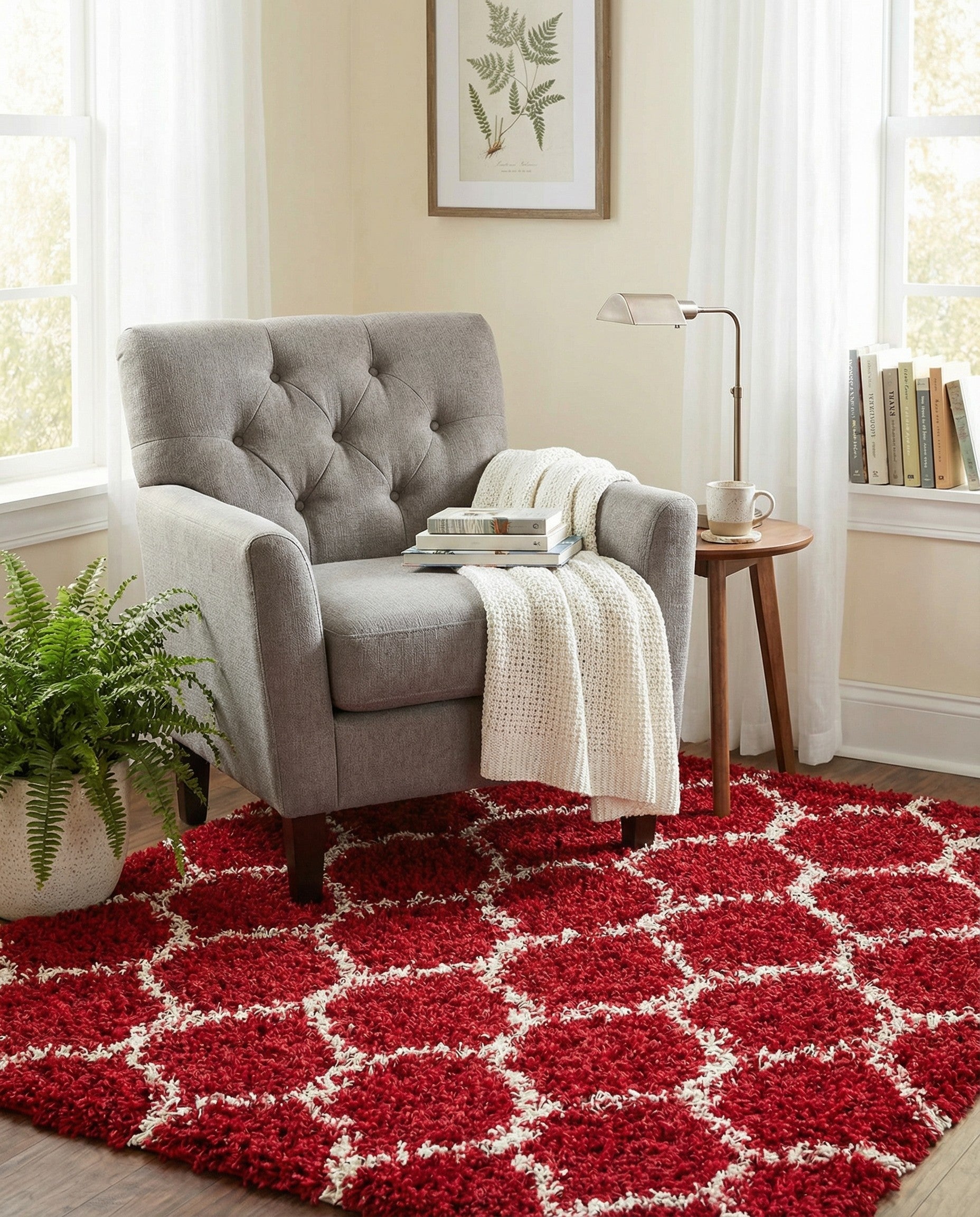 4' x 4' Trellis Shag Square Rug