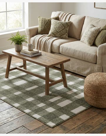 Vintage Army Green Textura Designer Rug