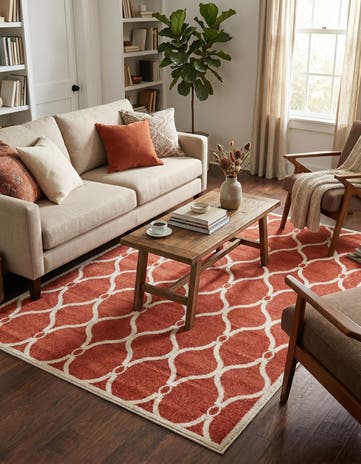Terracotta Lattice Rug