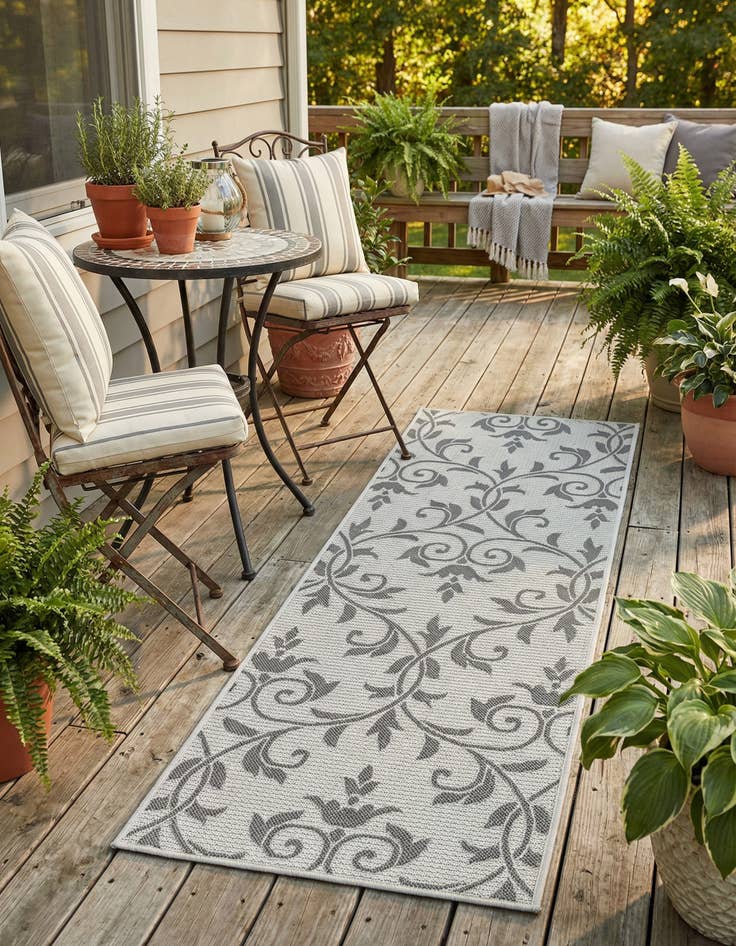 Detail image of 2' 2 x 6' Washable Botanical Indoor / Outdoor Runner Rug