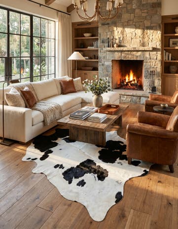 6' 5 x 7' 6 Cowhide Leather Rug