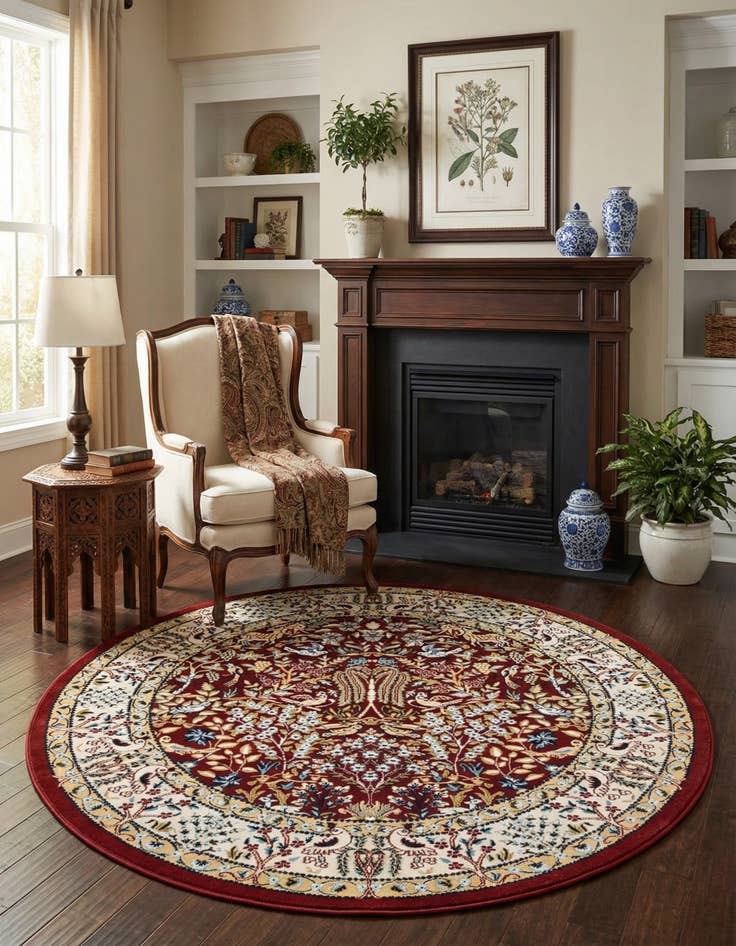 Detail image of 5' 3 x 5' 3 Nain Design Round Rug