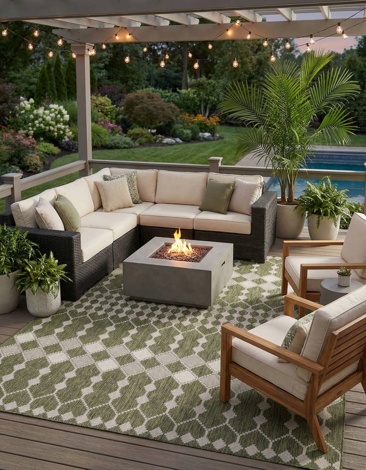 Detail image of 10' x 10'  Washable Trellis Indoor / Outdoor Square Rug