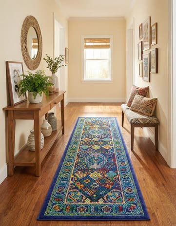 Navy Blue Calypso Runner Rug