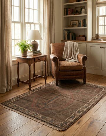 3' 5 x 4' 6 Hand Knotted Ultra Vintage Persian Wool Rug