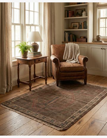 3' 5 x 4' 6 Hand Knotted Ultra Vintage Persian Wool Rug