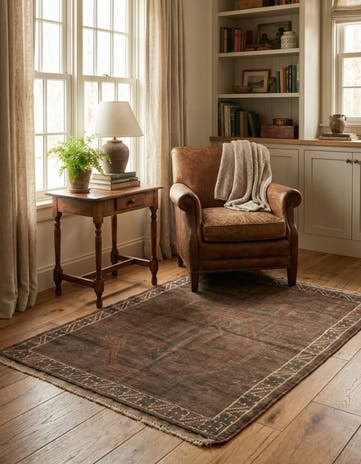 3' 5 x 4' 6 Hand Knotted Ultra Vintage Persian Wool Rug