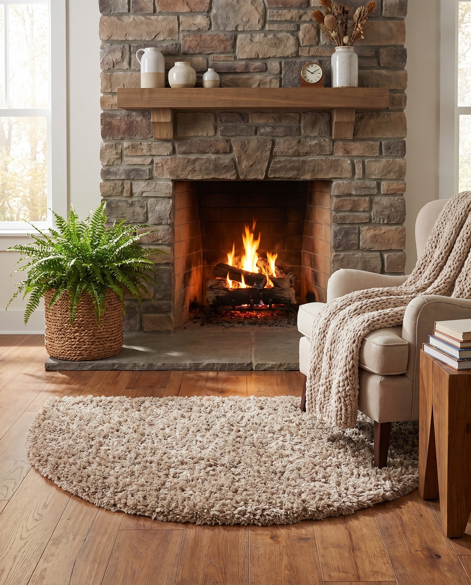 2' 2 x 3' 7 Solid Shag Hearth Rug