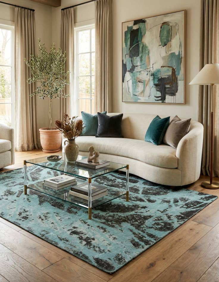 Detail image of 4' 7 x 5' 9 Hand Knotted Ultra Vintage Persian Wool Square Rug