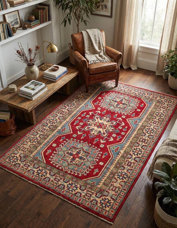 Detail image of 3' 10 x 6' 2 Hand Knotted Kazak Rug