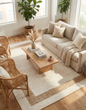 White and Natural Hand Woven Chindi Jute Rug