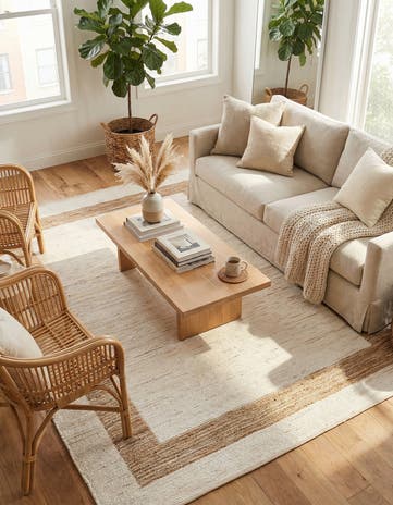 White and Natural Hand Woven Chindi Jute Rug