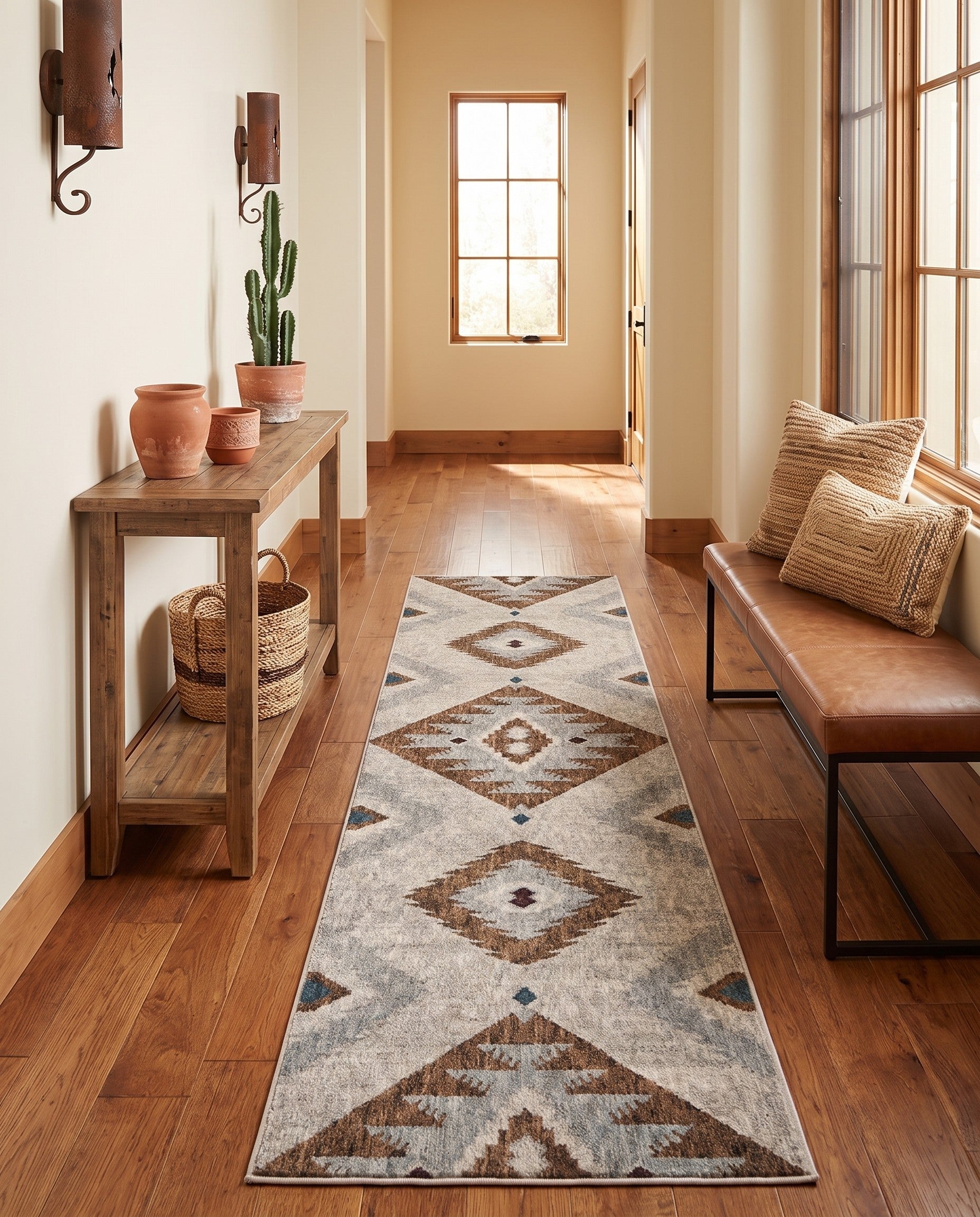 Ivory Eco Southwestern Runner Rug