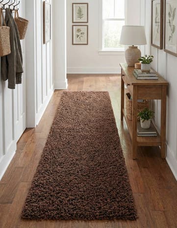 2' 7 x 10' Solid Shag Runner Rug
