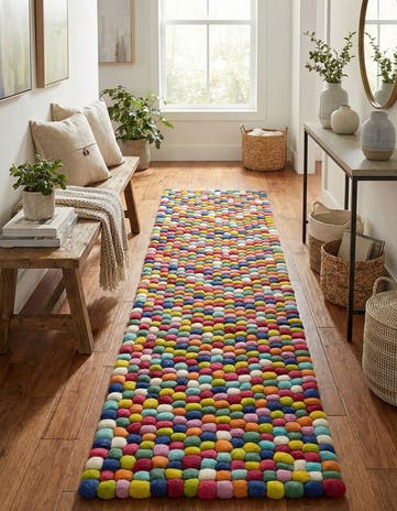 2' x 8' Felt Ball Wool Runner Rug