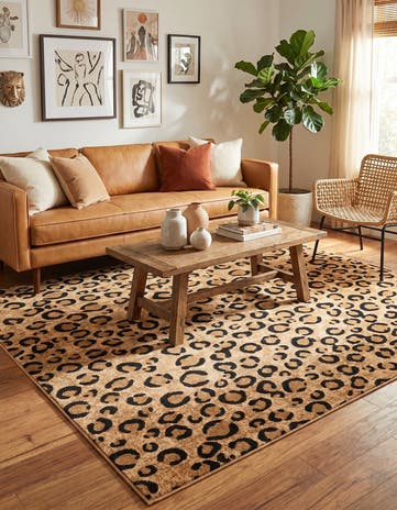 Light Brown Safari Square Rug