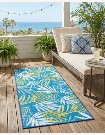 Blue Easy-Clean Jill Zarin Caribbean Indoor / Outdoor Runner Rug