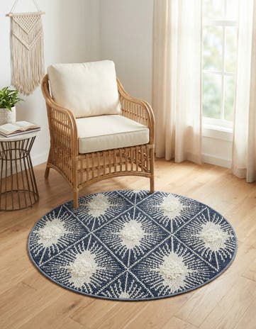 Blue Boho Round Rug