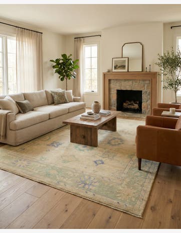 7' 3 x 9' 7 Hand Knotted Oushak Wool Rug