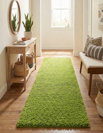 2' 7 x 12' Solid Shag Runner Rug