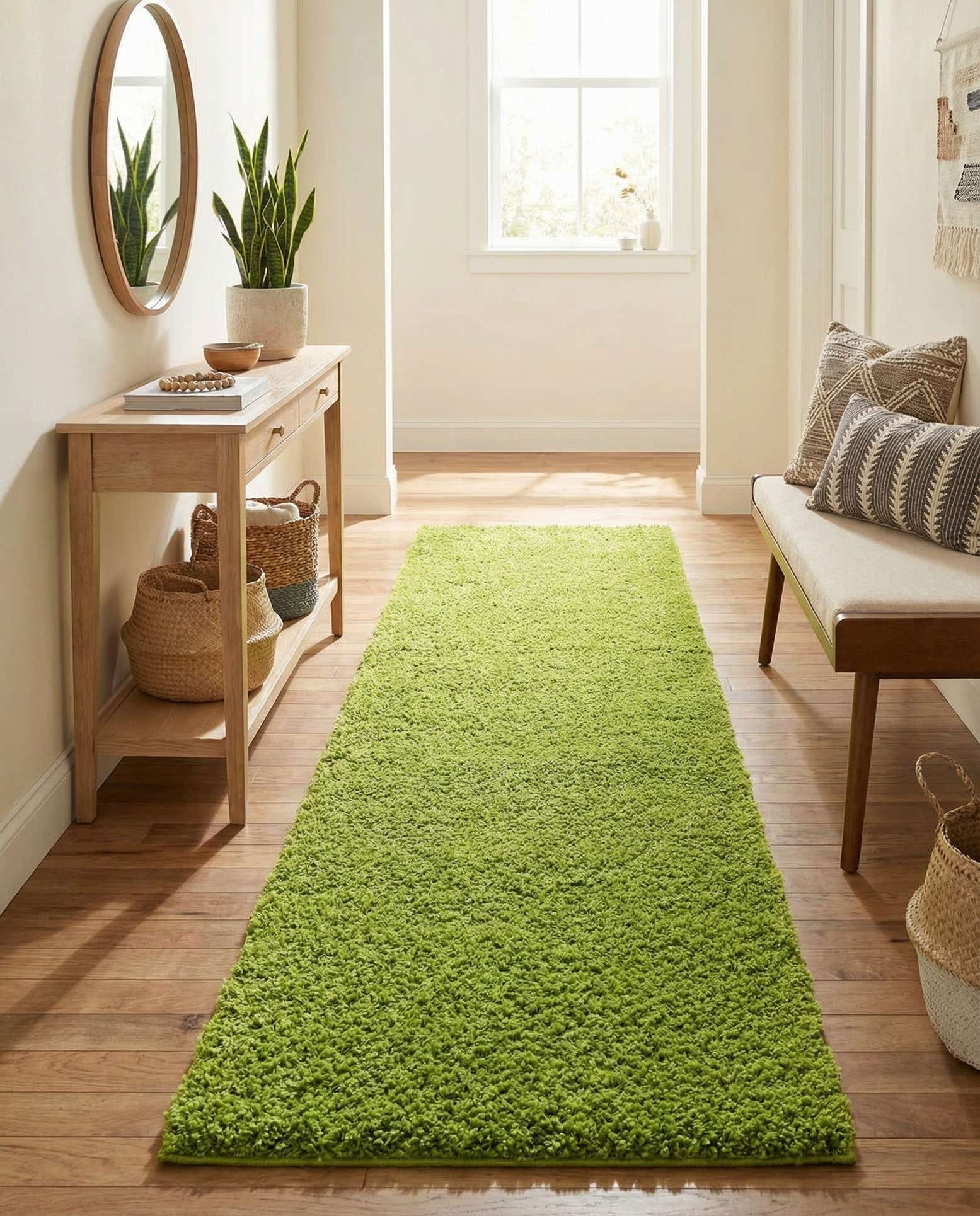 2' 7 x 12' Solid Shag Runner Rug