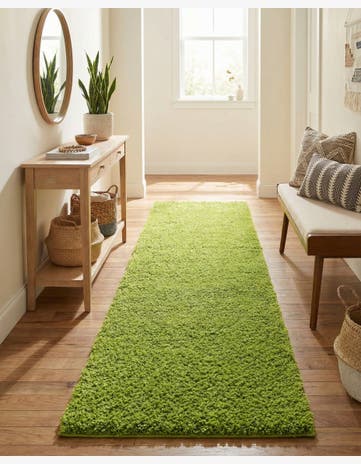 2' 7 x 12' Solid Shag Runner Rug