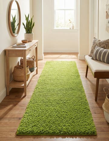 2' 7 x 12' Solid Shag Runner Rug