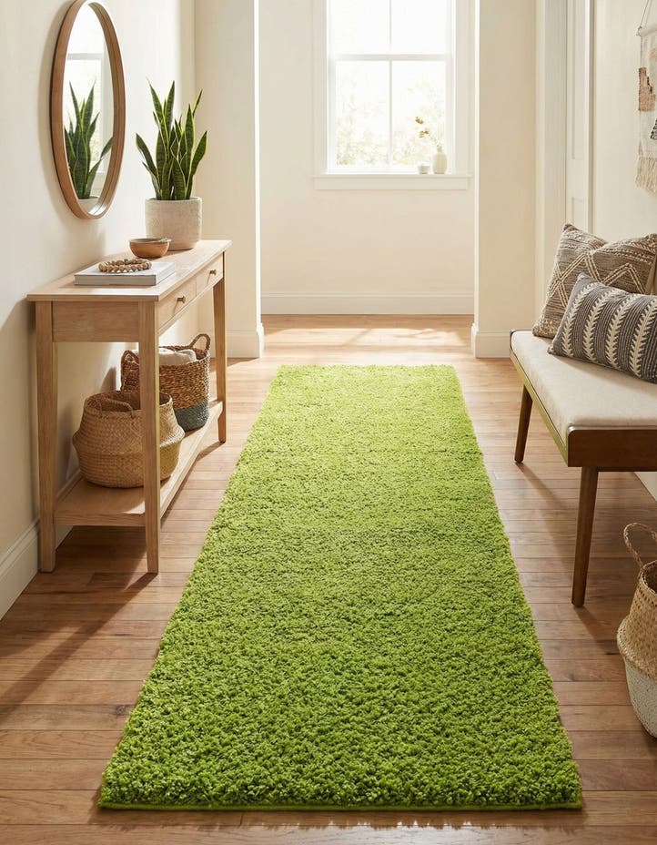 2' 7 x 12' Solid Shag Runner Rug