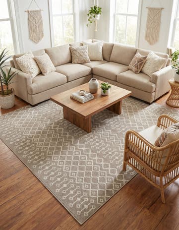 Beige Kasbah Trellis Square Rug