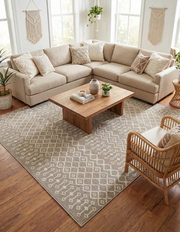 Beige Kasbah Trellis Square Rug