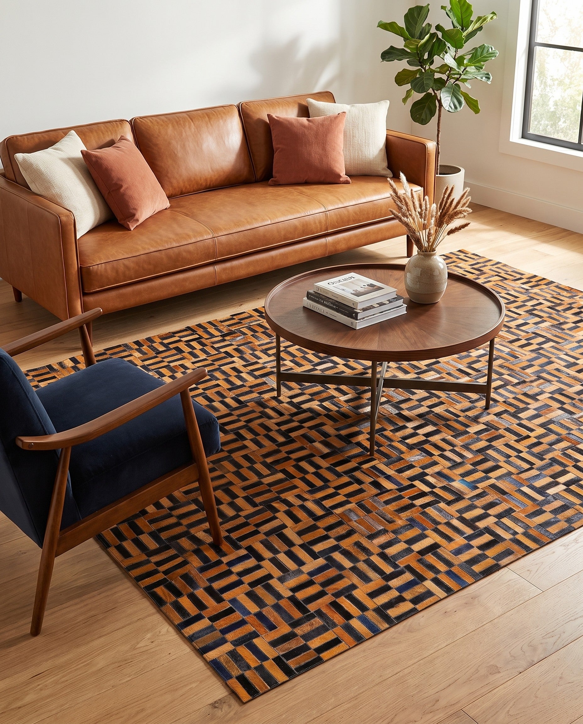 5' 1 x 8' Cowhide - Patchwork Rug