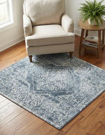 Blue Oxford Square Rug