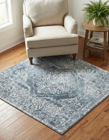 Blue Oxford Square Rug