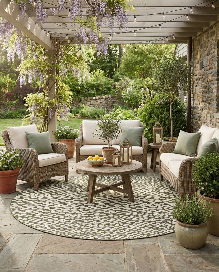 Detail image of 7' x 7' Easy-Clean Jill Zarin Indoor / Outdoor Round Rug