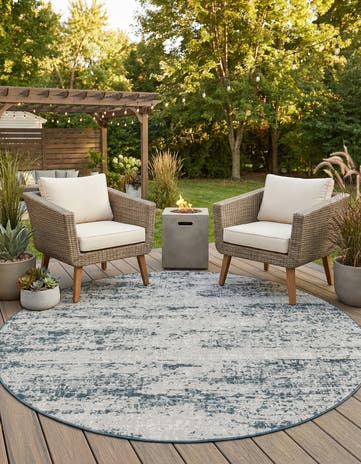 8' x 8' Easy-Clean Modern Indoor / Outdoor Round Rug