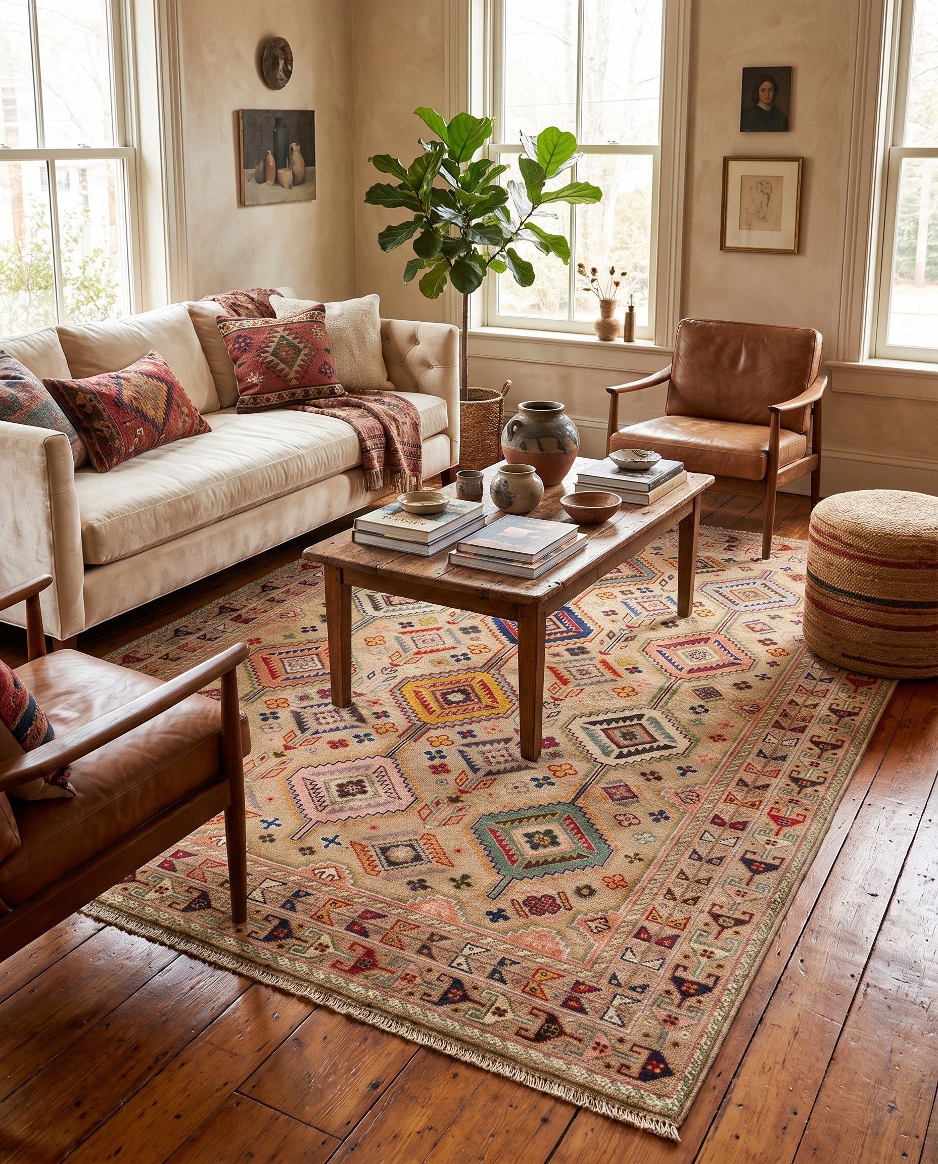 5' 8 x 8' Hand Knotted Kazak Rug