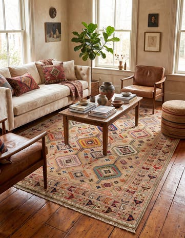 5' 8 x 8' Hand Knotted Kazak Rug