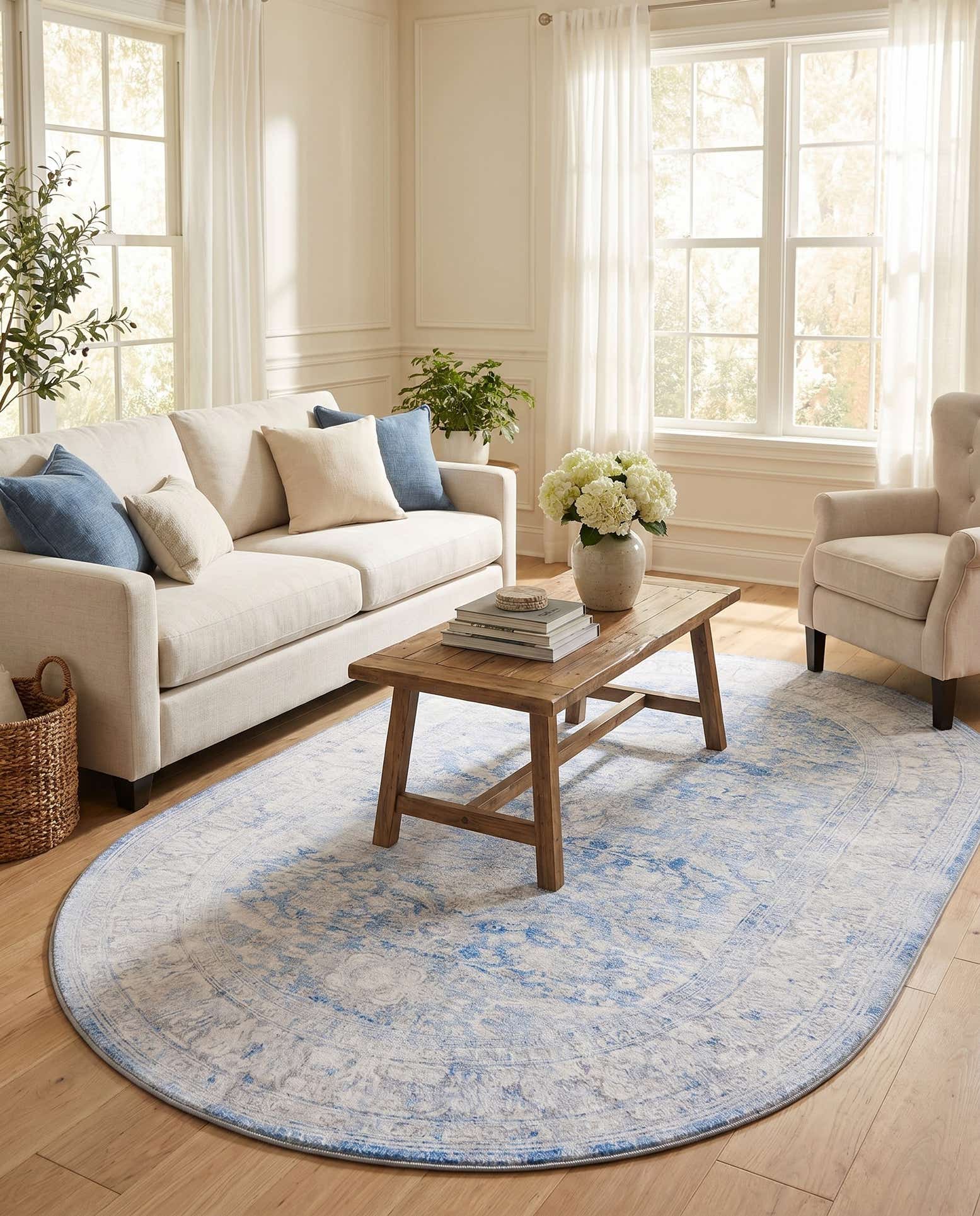 5' x 8' Washable Timeless Oval Rug