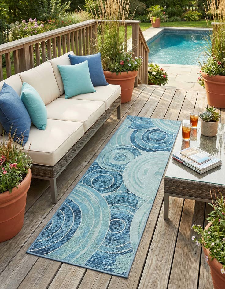 Detail image of 2' x 6' Washable Modern Indoor / Outdoor Runner Rug