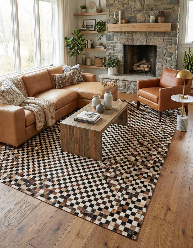 Detail image of 5' 3 x 7' 6 Cowhide Stocks Rug