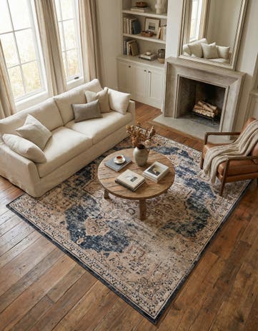 Dark Blue Villa Square Rug