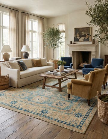 8' 2 x 9' 2 Hand Knotted Oushak Wool Rug