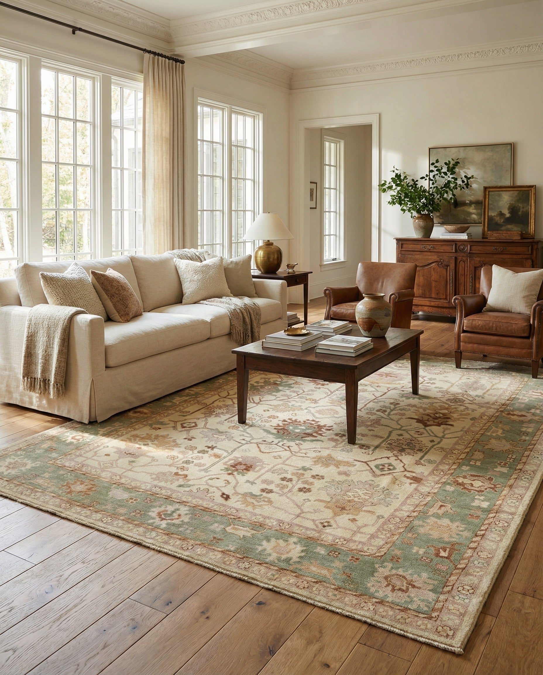 8' 2 x 10' Hand Knotted Oushak Wool Rug