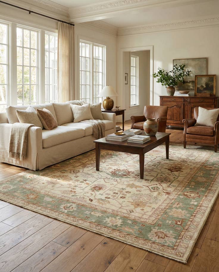 Detail image of 8' 2 x 10' Hand Knotted Oushak Wool Rug