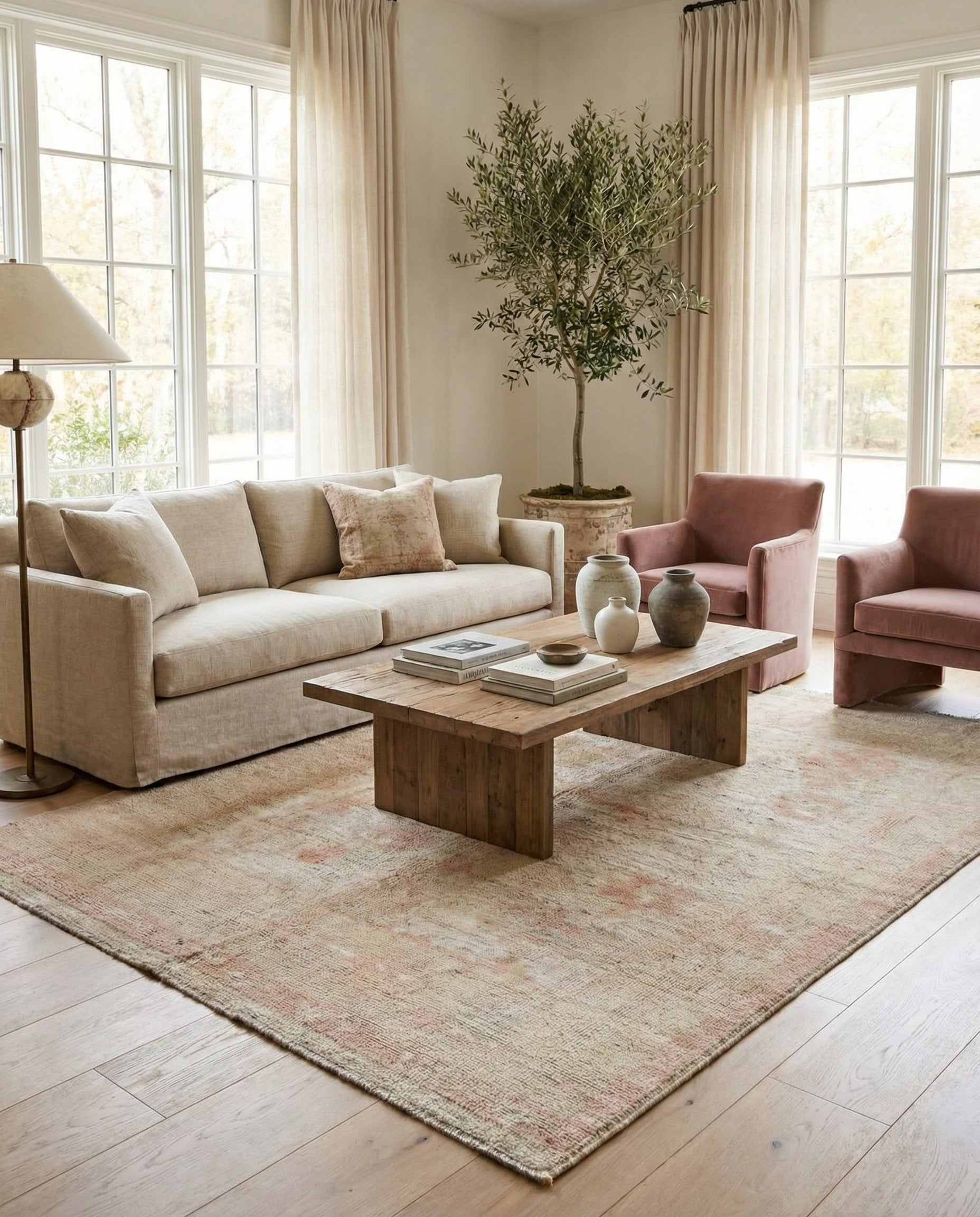 5' 1 x 6' 9 Hand Knotted Oushak Wool Rug