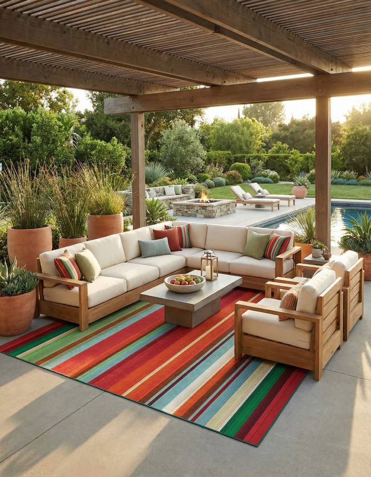 Detail image of 7' 10 x 10' Washable Modern Indoor / Outdoor Rug