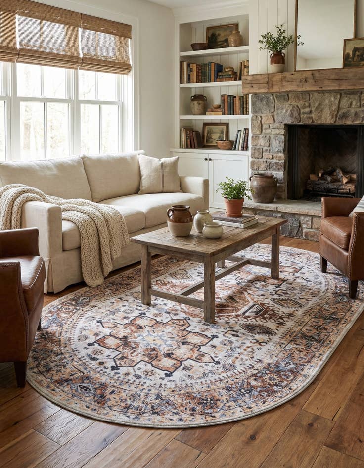 Detail image of 5' 3 x 8' Washable Yara Oval Rug