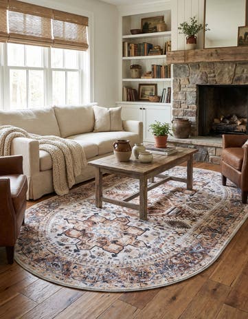 5' 3 x 8' Washable Yara Oval Rug