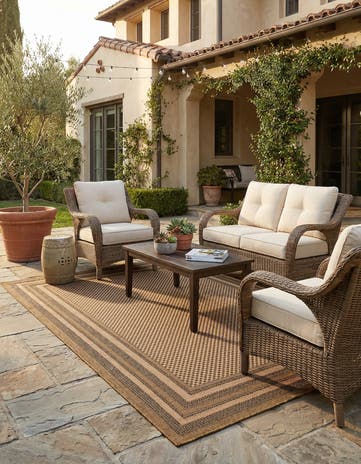 5' 3 x 8' Easy-Clean Border Indoor / Outdoor Rug