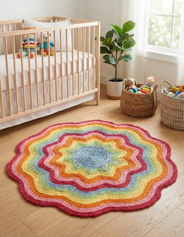 Hand Braided Happy Rugs Jawbreaker Poppy Round